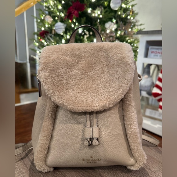 Kate Spade Leila leather & shearling backpack Rare